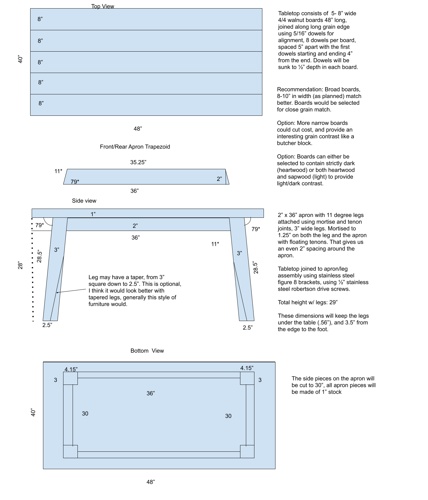 Image showing the table blueprint with dimensions