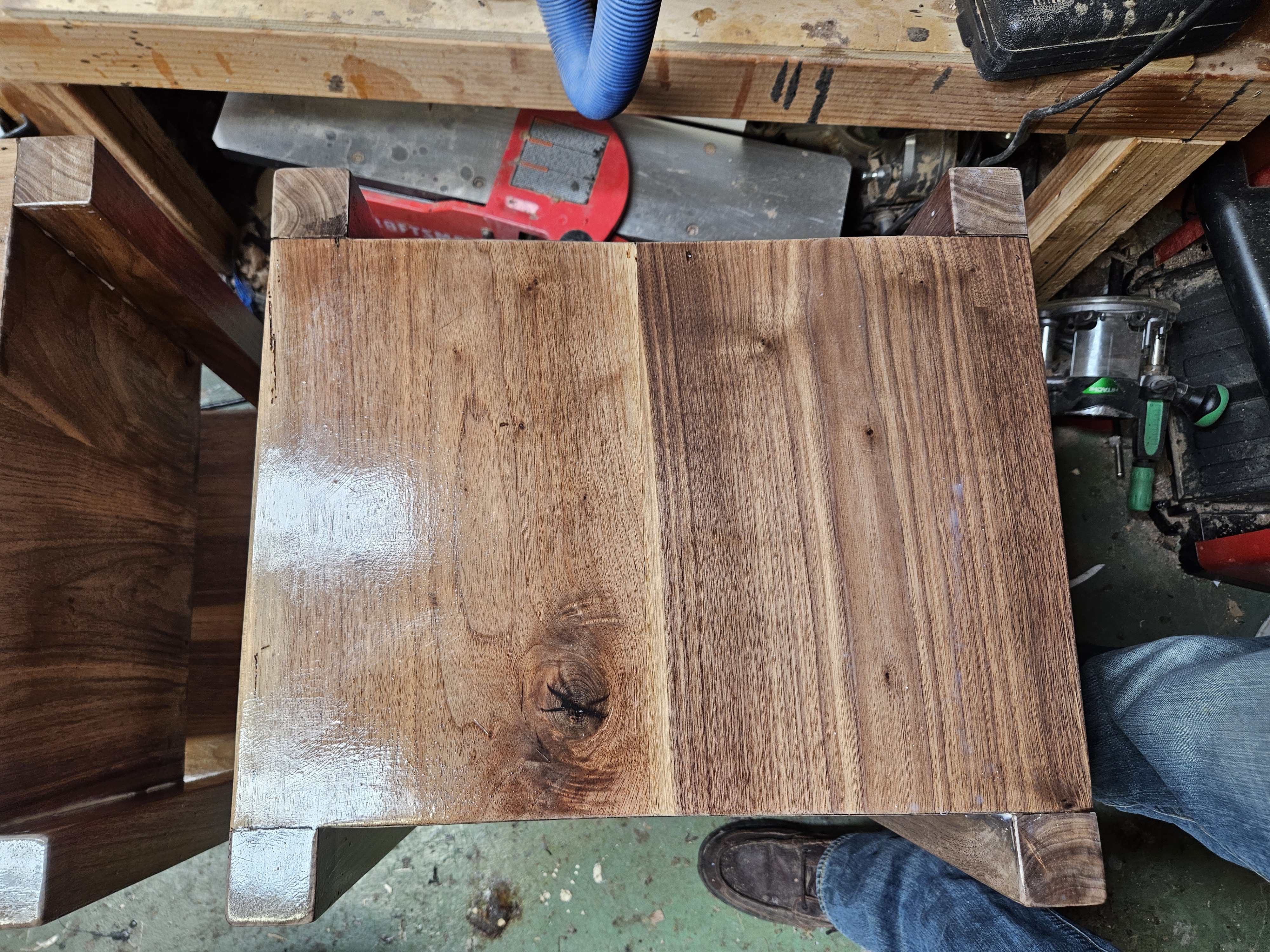 Top panel with the first coat of finish